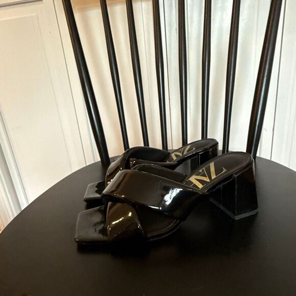Zara black patent block heel sandals size 6 - Picture 5 of 12